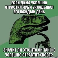 если Дима успешно отрастил чуб и укладывал его каждый день значит ли это, что он так же успешно отрастит хвост?