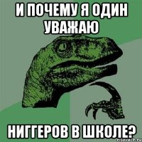 и почему я один уважаю Ниггеров в школе?