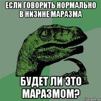 если говорить нормально в низине маразма будет ли это маразмом?