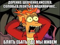 ДОРЕНКО, ШЕВЧЕНКО,КИСЕЛЕВ, СОЛОВЬЕВ,ЛЕОНТЬЕВ,МАЦКЯВИЧЮС... БЛЯТЬ ЕБАТЬ ГДЕ МЫ ЖИВЕМ