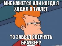 мне кажется или когда я ходил в туалет то забыл свернуть браузер?