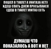 Пошел в туалет а унитаза нету идеш спать днем просыпаися едеш в туалет унитаз есть Думаеш что показалось а вот и нет