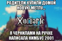 Родители купили домой новую метлу... Я чернилами на ручке написала нимбус 2001