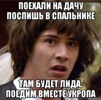 Поехали на дачу поспишь в спальнике Там будет Лида, поедим вместе укропа