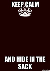 KEEP CALM AND HIDE IN THE SACK