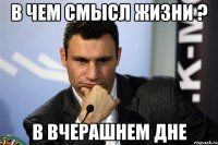 в чем смысл жизни ? в вчерашнем дне