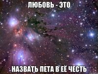 Любовь - это назвать пета в её честь
