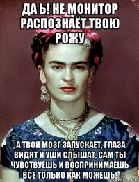 Да Ь! Не монитор распознаёт твою рожу , а твой мозг запускает, глаза видят и уши слышат, сам ты чувствуешь и воспринимаешь всё только как можешь!