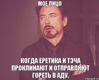 Мое лицо Когда Еретика и Тэча проклинают и отправляют гореть в аду.