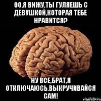 Оо,я вижу,ты гуляешь с девушкой,которая тебе нравится? Ну все,брат,я отключаюсь.Выкручивайся сам!