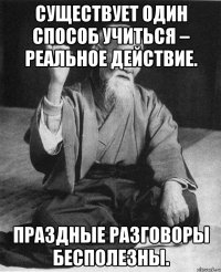 Существует один способ учиться – реальное действие. Праздные разговоры бесполезны.