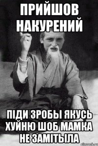 прийшов накурений пiди зробы якусь хуйню шоб мамка не замiтыла