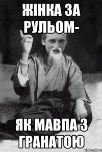 жінка за рульом- як мавпа з гранатою