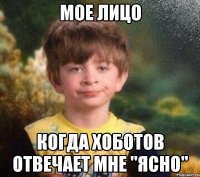 Мое лицо Когда Хоботов отвечает мне "ясно"