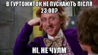 В ГУРТОЖИТОК НЕ ПУСКАЮТЬ ПІСЛЯ 23:00? Ні, не чулм