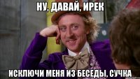 Ну, давай, ирек Исключи меня из беседы, сучка