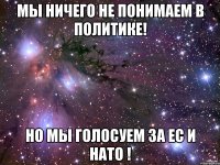 Мы ничего не понимаем в политике! Но мы голосуем за ЕС и НАТО !