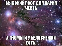 Высокий рост для парня честь а гномы и у Белоснежки есть.