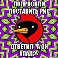 попросили поставить рис ответил "а он упал?"