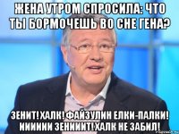 Жена утром спросила: что ты бормочешь во сне Гена? Зенит! Халк! Файзулин елки-палки! иИИИИИ ЗениИИт! Халк не забил!