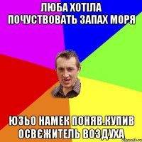 Люба хотіла почуствовать запах моря Юзьо намек поняв.Купив освєжитель воздуха
