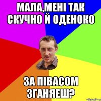 Мала,мені так скучно й оденоко За півасом зганяеш?