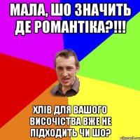 мала, шо значить де романтіка?!!! хлів для вашого височіства вже не підходить чи шо?