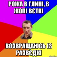 рожа в глині, в жопі вєткі возвращаюсь із развєдкі