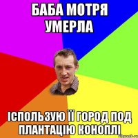 Баба мотря умерла іспользую її город под плантацію коноплі