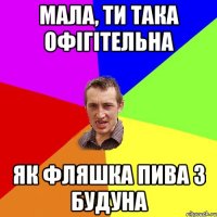 МАЛА, ТИ ТАКА ОФІГІТЕЛЬНА ЯК ФЛЯШКА ПИВА З БУДУНА