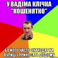 У ВАДІМА КЛІЧКА "КОШЕНЯТКО" БО ЙОГО ЧАСТО ЗНАХОДЯТ НА ВУЛИЦІ І ПРИНОСЯТЬ ДОДОМУ