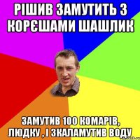 рішив замутить з корєшами шашлик замутив 100 комарів, людку , і зкаламутив воду