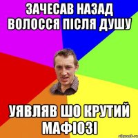 зачесав назад волосся після душу уявляв шо крутий мафіозі