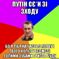 путін сє*и зі зходу бо я тібя на частьє порву і твого колєгу ведмеді ,голими зубами гристь буду