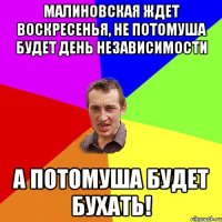 Малиновская ждет воскресенья, не потомуша будет День Независимости А потомуша будет бухать!