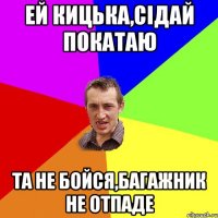 ей кицька,сідай покатаю та не бойся,багажник не отпаде
