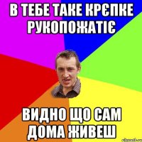 в тебе таке крєпке рукопожатіє видно що сам дома живеш