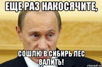 Еще раз накосячите, Сошлю в Сибирь лес валить!