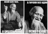 Нехай сало твоє, а цибуля моя а горілку все одно пємо разом