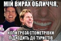 мій вирах обличчя, коли гроза стометрівки підходить до туристів