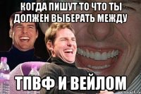 Когда пишут то что ты должен выберать между ТПВФ и Вейлом