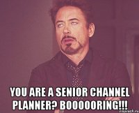  YOU ARE A SENIOR CHANNEL PLANNER? BOOOOORING!!!