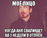 Моё лицо когда Аня сваливает на 2 недели в отпуск