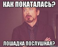 Как покаталась? Лошадка послушная?