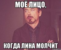 моё лицо, когда лина молчит