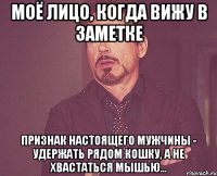 Моё лицо, когда вижу в заметке Признак настоящего мужчины - удержать рядом кошку, а не хвастаться мышью...