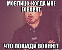 Мое лицо, когда мне говорят Что лошади воняют