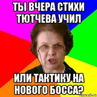 Ты вчера стихи тютчева учил Или тактику на нового босса?