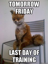 tomorrow Friday last day of training