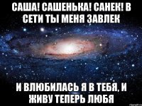 Саша! Сашенька! Санек! В сети ты меня завлек И влюбилась я в тебя, И живу теперь любя